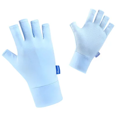 GOLOVEJOY XG25 1 Pair Ice Silk Half Finger Gloves UV Protection Gloves Non-Slip Summer Outdoor Gloves for Driving Riding Fishing - Blue / M