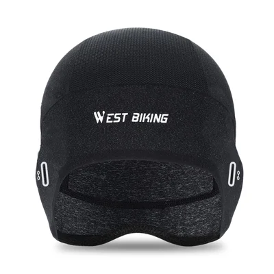 WEST BIKING YP0201362 Casquette de refroidissement en soie de glace d'été, chapeau de cyclisme respirant, doublure de casque - Noir / Gris