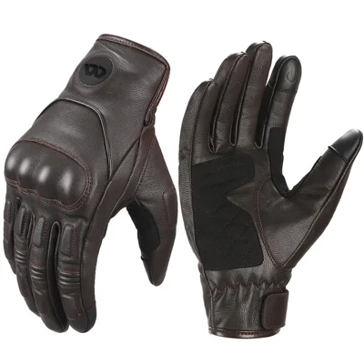 WEST BIKING 1 Paire de Gants de Moto Tactiles en Cuir de Chèvre Avec Protection Anti-Collision pour Moto - Marron / L
