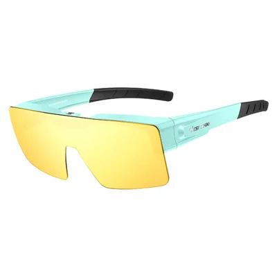 WEST BIKING YP0703158 Night Vision Lens Flip Up Glasses Night Cycling Driving Goggles - Cyan