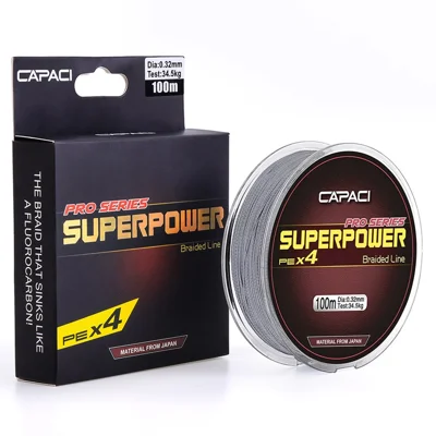 CAPACI 28016 100m 4 Strand Braided PE Fishing Line for Saltwater Freshwater, Grey - Style 0.4 / 0.1mm