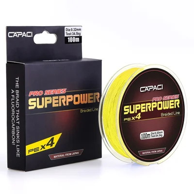 CAPACI 28016 100m 4 Strand Braided PE Fishing Line for Saltwater Freshwater, Yellow - Style 0.4 / 0.1mm