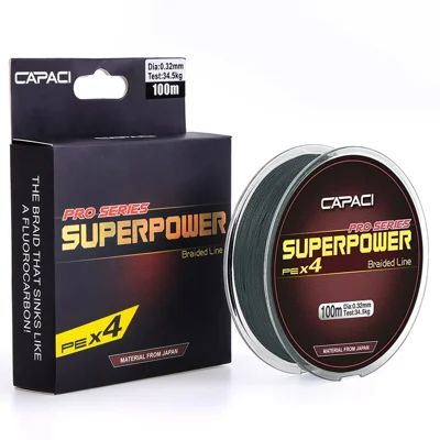 CAPACI 28016 100m 4 Strand Braided PE Fishing Line for Saltwater Freshwater, Blackish Green - Style 0.4  /  0.1mm