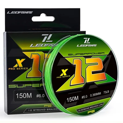 28208 150m 12 Strand Braided High Strength PE Fishing Line for Saltwater Freshwater, Fluorescent Green - 0.6