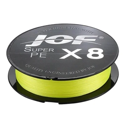 JOF 100m 1.0# Braided 8 Strand PET Fishing Wire Abrasion Resistant Fishing String - Yellow
