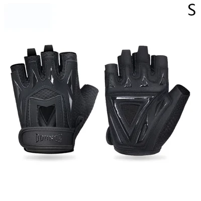GOUNOD GL002 1 Pair Anti Slip Workout Gloves Shock Absorption Fitness Half Finger Gloves - Black / S