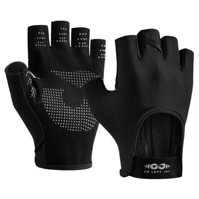 GOLOVEJOY XG85 1 Pair Fitness Cycling Hiking Summer Half Finger Gloves Anti Slip Breathable Workout Gloves - Black / L