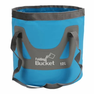 Upgraded Version 12L Outdoor Collapsible Water Bucket with Dual Handles Portable Fishing Bucket Foldable Car Wash Pail - Blue