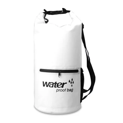 10L Backpack Waterproof Dry Bag Swimming Beach Drifting PVC Mesh Fabric Bucket Bag - White