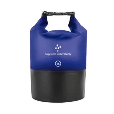 5L Waterproof PVC Dry Bag Portable Swimming Rafting Beach Storage Bag with 1 Shoulder Strap - Dark Blue