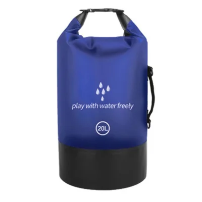20L PVC Dry Bag for Swimming Rafting Outdoor Waterproof Storage Bag with Double Shoulder Strap - Dark Blue