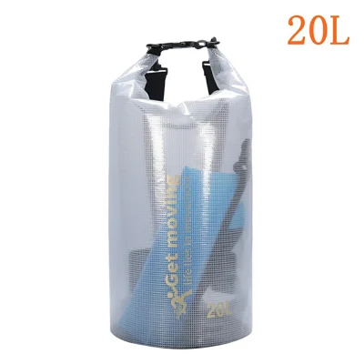 20L 500D PVC Waterproof Dry Bag Outdoor River Trekking Swimming Foldable Barrel Bag with 2 Shoulder Straps