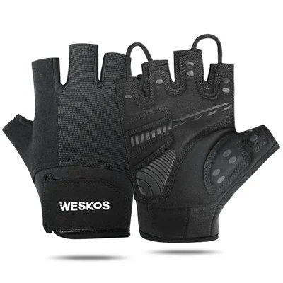 1Pair Fitness Gloves Half Finger Weightlifting Dumbbell Cycling Gloves Anti Slip for Outdoor Sports, Black - S