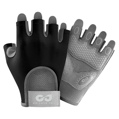GOLOVEJOY XG66 Breathable Half Finger Gloves for Weightlifting Training Shock Absorbing Fitness Mittens - Black / S