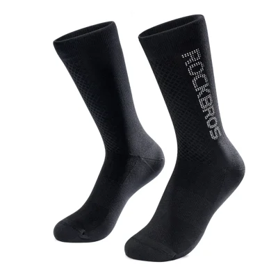 ROCKBROS Reflective Cycling Socks Anti Bacterial Moisture Wicking Mid Calf Socks for Men Women - Black/S