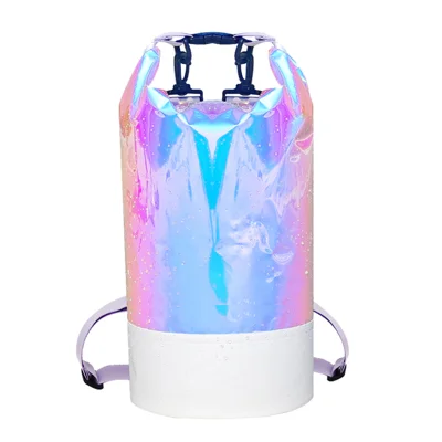 10L Outdoor PVC Holographic Waterproof Dry Bag Roll Top Backpack for Swimming Rafting Kayaking - 10L