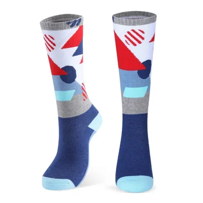 WEST BIKING YP0216056 Kids Ski Socks Thermal Wool Thick Long Socks for Outdoor Winter Sports - Dark Blue / S