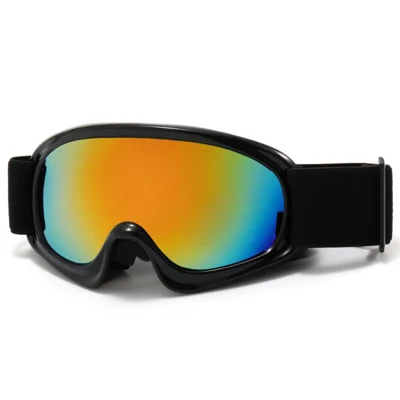 Children Windproof Goggles Stylish Kids Ski Glasses with Anti Fog Lens Cloth - Black Frame / Orange Coating