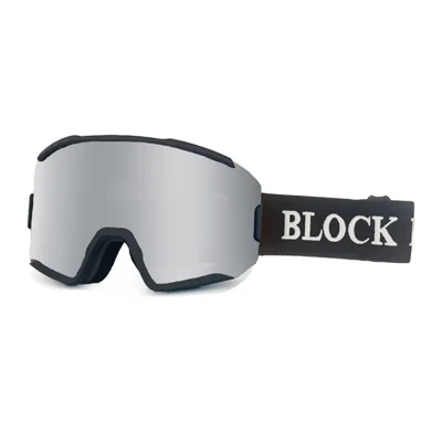 BLOCK MAN 289 Double Layer HD Large Vision Winter Ski Goggles Anti-fog Anti-UV Windproof Ski Glasses - Black Frame / Silver Lens