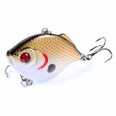 CH52 4.4cm 8.6g VIB Fishing Lure 3D Eyes Plastic Sinking Vibration Bait with Treble Hooks - Style 1