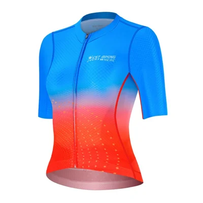 WEST BIKING YP0206173 Summer Breathable Cycling Jersey Reflective Short Sleeve Zipper Bike Top - S