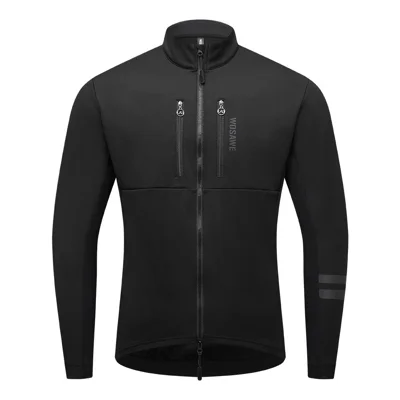 WOSAWE BE206 Autumn Winter Men Cycling Jacket Windproof Zipper Sports Coat - Black Asia M / Europe S