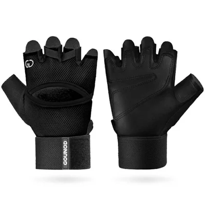 GOUNOD GL085 Rutschfeste Sporthandschuhe ohne Finger mit Stoßdämpfender Polsterung für Outdoor-Radfahren - Schwarz S