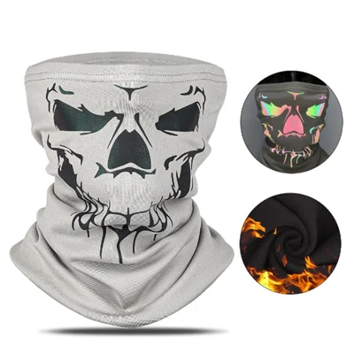 WEST BIKING Motorrad-Fahrrad-Gesichtsmaske mit reflektierendem Totenkopf-Muster, Nackenwärmer, windabweisend, Balaclava - Grau