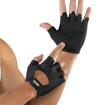VBOSI 6204V Vejrpustende Fitness Handsker Anti-Slip Halvfinger Gym Træningshandsker til Vægtløftning Cykling - Sort/M