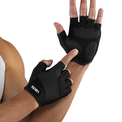 VBOSI 4204V Fitness-Handschuhe stoßdämpfend Halbfinger Gewichtheben Anti-Rutsch-Trainingshandschuhe - Schwarz/M