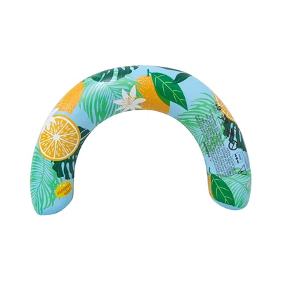 Adult U-Shaped Swimming Ring Lemon Print Inflatable Pool Float Arm Support for Swimming Pool - Blue