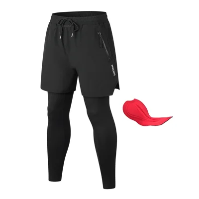 WOSAWE BF135 Calças de Ciclismo Falsas em Duas Peças para Homem com Absorção de Impacto, 16 mm, 4D, Almofadadas, para Bicicleta de Montanha - BF135/B Preto | Tamanho Asiático M/Tamanho Europeu S