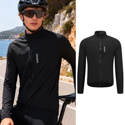WOSAWE BE207 Winddichte Fahrradjacke für Herren und Damen, wasserdichte reflektierende Jacke zum Radfahren - BE207/B Schwarz | Asiatisch M/Europäisch S