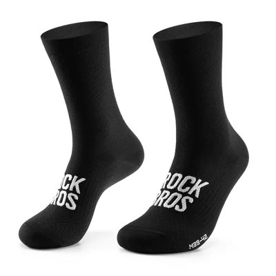 ROCKBROS 490124 Breathable Cycling Socks 7A Antibacterial 3D Ergonomic Arch Support Ribbed Mid-Calf Socks for Cycling Running - Black / S