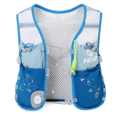 PATLOG 3L Hydration Vest for Kids Ultra Light Breathable Mesh Multi Compartment Reflective Backpack for Hiking Running Cycling - Blue|XS