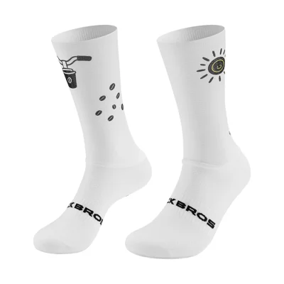 ROCKBROS YDWZ003 Cycling Socks Gradient Compression Anti-Bacterial Breathable Mesh Sports Socks for Road Bike Mountain Bike Training - White Sun/S