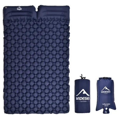 WIDESEA WSCM-005 Colchón Hinchable Doble para Acampada al Aire Libre, con Almohada y Manta - Azul Marino
