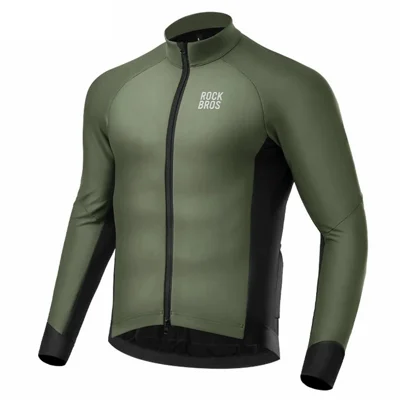 ROCKBROS 15300006 Herren-Fahrradjacke Winter Thermofleece-Mantel Langarm-Oberbekleidung - Grün / S