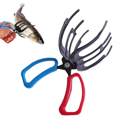 Anti-Slip Fishing Pliers ABS+Iron Fish Clamp Gripper Fishes Catching Tool, 3-Teeth