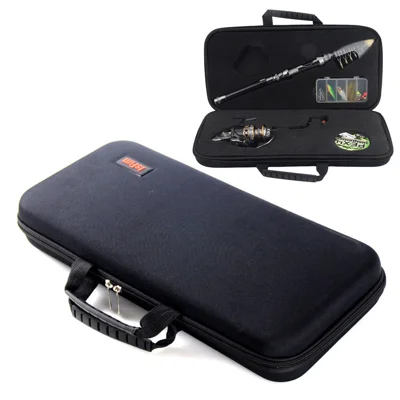 JSFUN 43.5x21.5x6cm EVA Fishing Rod Reel Bag Fishing Tool Storage Pouch with Slotted Sponge Lining