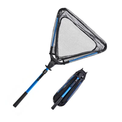 28266BU1 72cm 1-Section Folding Triangle Fishing Net Portable Scoop Mesh Landing Net