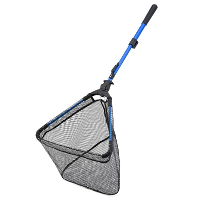 28266-BU2 92cm 2-Section Folding Triangle Fishing Net Portable Scoop Mesh Landing Net