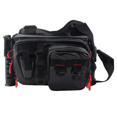 A019 Fishing Rod Holder Shrimp Lure Storage Bag Waterproof PU Leather Waist Pack