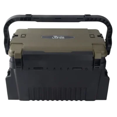 JSFUN FB90 Fishing Box Organizer Multi-Function Lure Live Fish Bucket Thicken Storage Box, Size L: 43x18.5x28cm - Brown+Black