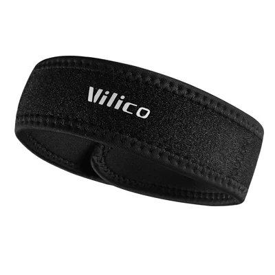 VILICO AB189 1 Pezzo Supporto Professionale per Ginocchio Assorbimento degli Urto Regolabile Fascia per Rotula da Basket Corsa Fitness - Nero/40cm