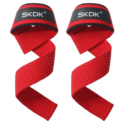 SKDK J46N2 1 Pair Weight Lifting Wrist Straps Non Slip Training Support Crossfit Hand Grip Straps - Red