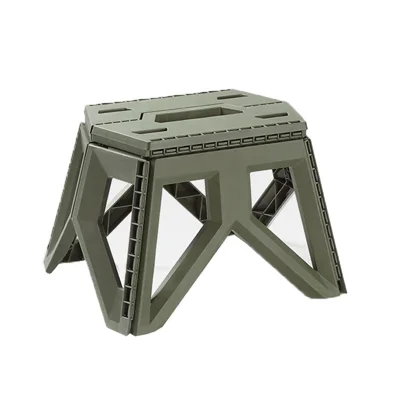 Taburete plegable de plástico multiusos HALIN para exteriores, portátil, para acampada, para adultos y niños - Verde del ejército