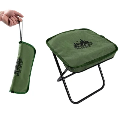 CLS Portable Folding Stool Aluminum Alloy + Oxford Cloth Outdoor Camping Picnic Fishing Chair - Army Green