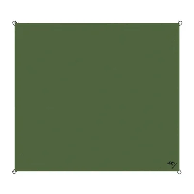 QUNATURE 600073 Portable Outdoor Picnic Blanket 210T Polyester Taffeta Ground Mat with 4 Stakes and Storage Bag - Olive Green