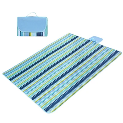 LEVORYEOU LR-987774 200*150cm tragbare Outdoor-Camping-Picknick-Matte, faltbar, wasserdicht, Rasenmatte - blaue Streifen